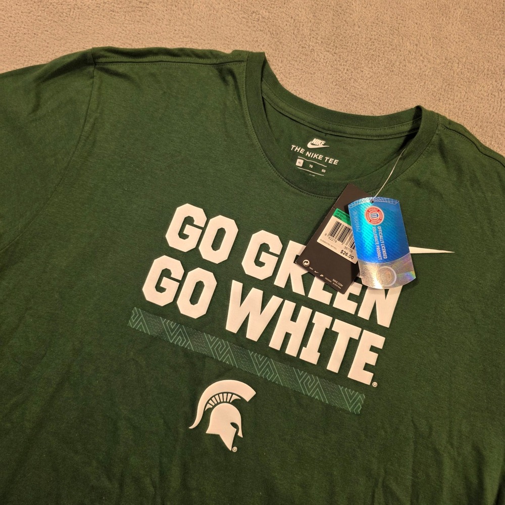 Nike T-Shirt Mens XL Green Athletic Cut Michigan State Spartans Gorpcore Skater